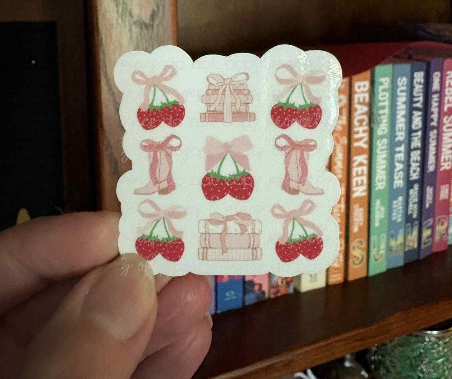 Strawberry Bookish Coquette (sticker)