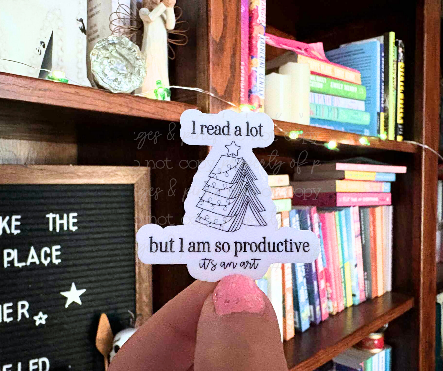 I Read A Lot But I am So Productive It's an Art--Christmas (sticker)