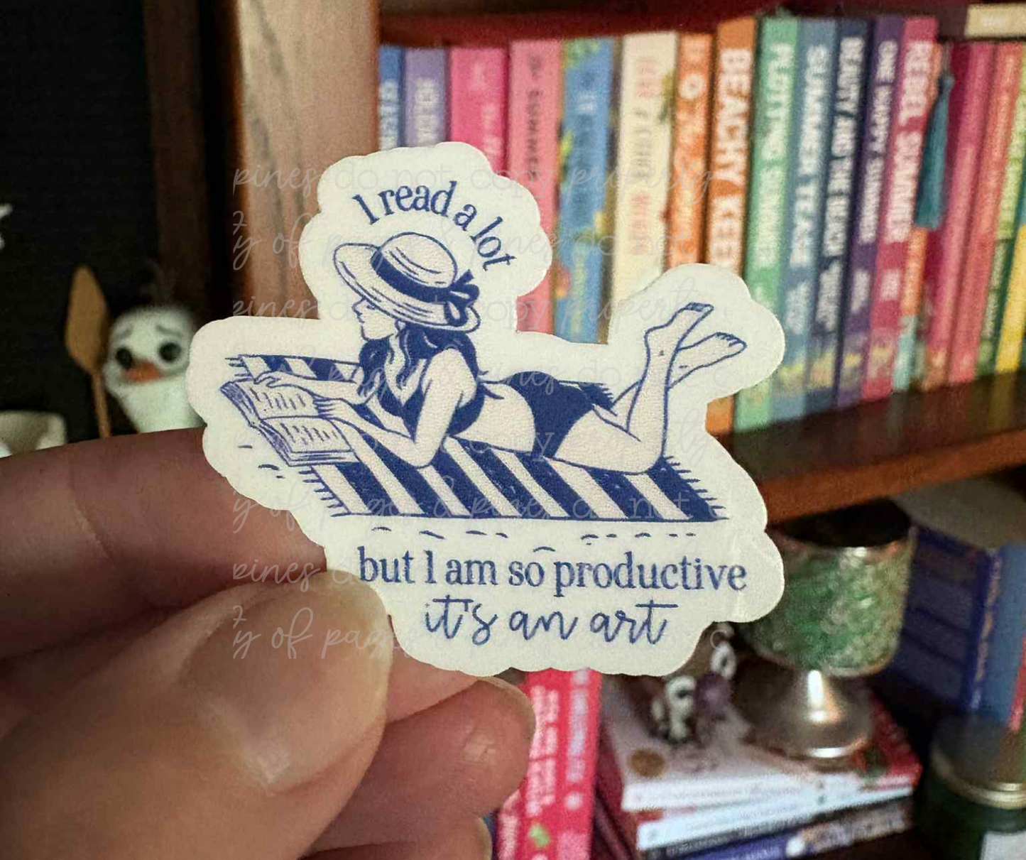 I Read A Lot But I Am So Productive It's An Art--Blue (sticker)