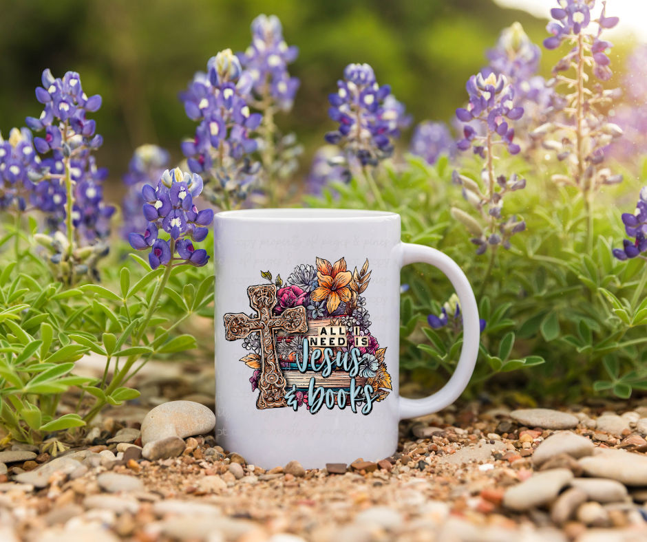 All I Need is Jesus and Books (mug)