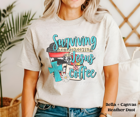 Surviving Homeschool on Jesus and Coffee (Bella + Canvas)
