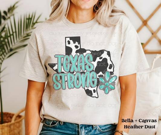 Texas Strong (cowprint) (Bella + Canvas)