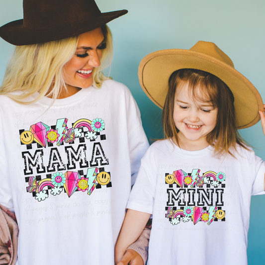 Mama and Mini (pink retro) -- Mama version