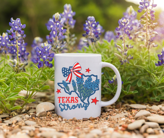Texas Strong (bluebonnets + bow) (mug)