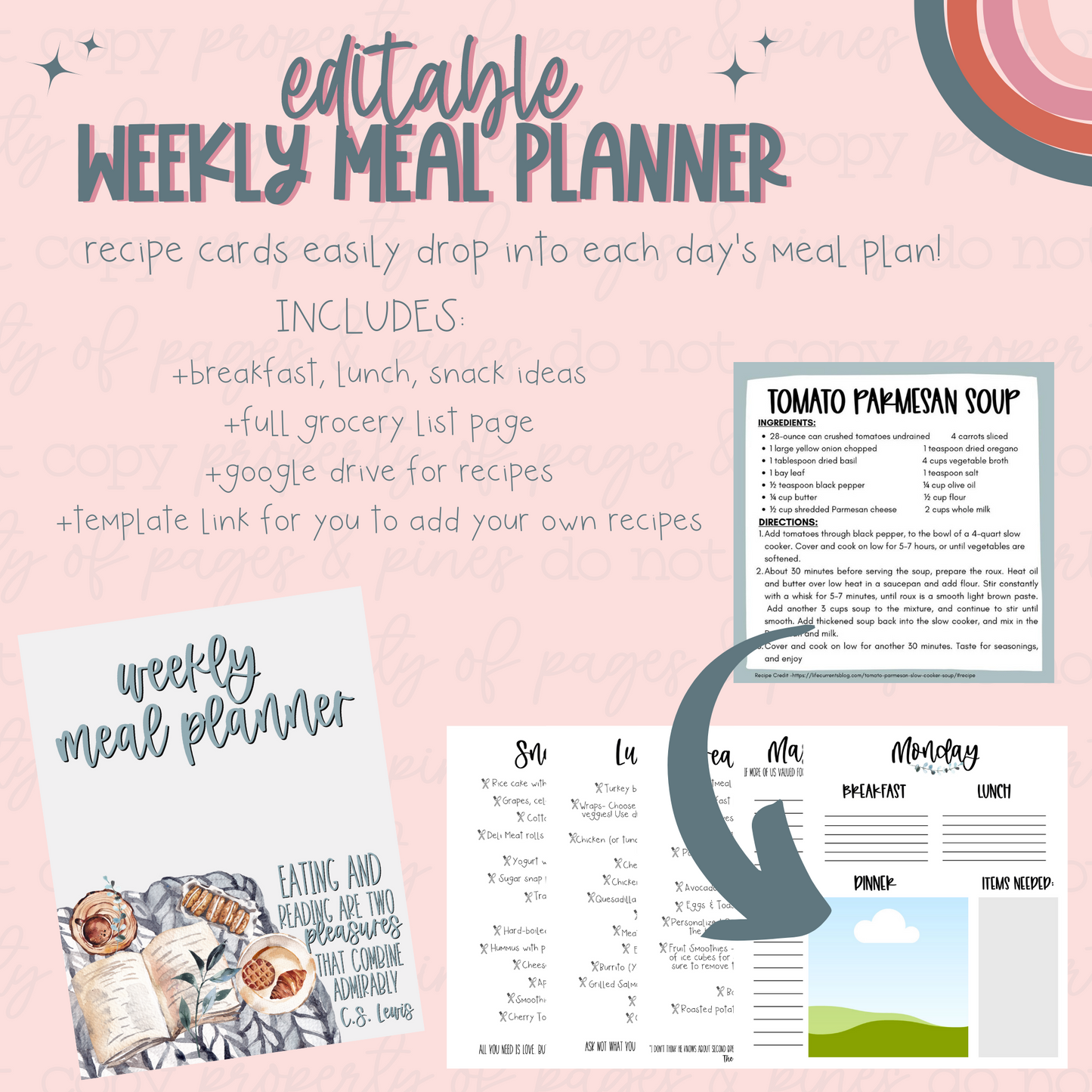 Bookish Digital Meal Planner